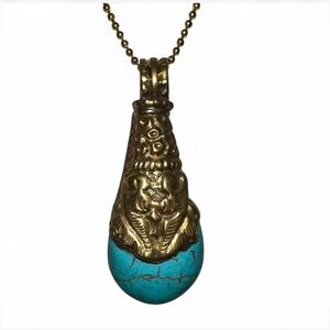 Gold and Turquoise Pendant Necklace